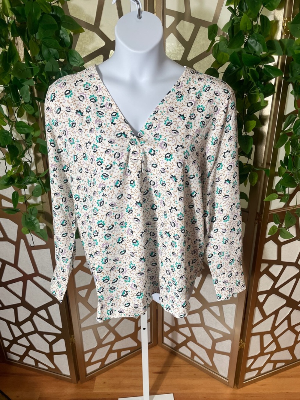 Ann Taylor Mixed Media Blouse, XL